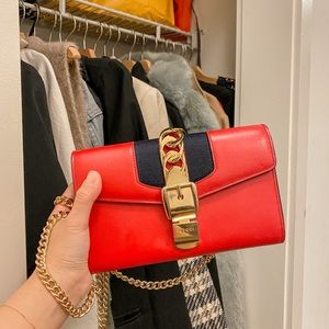 Gucci Red Leather Super Mini Sylvie Crossbody Bag